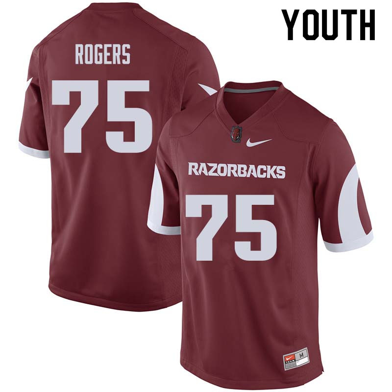 Youth #75 Zach Rogers Arkansas Razorback College Football Jerseys Sale-Cardinal
